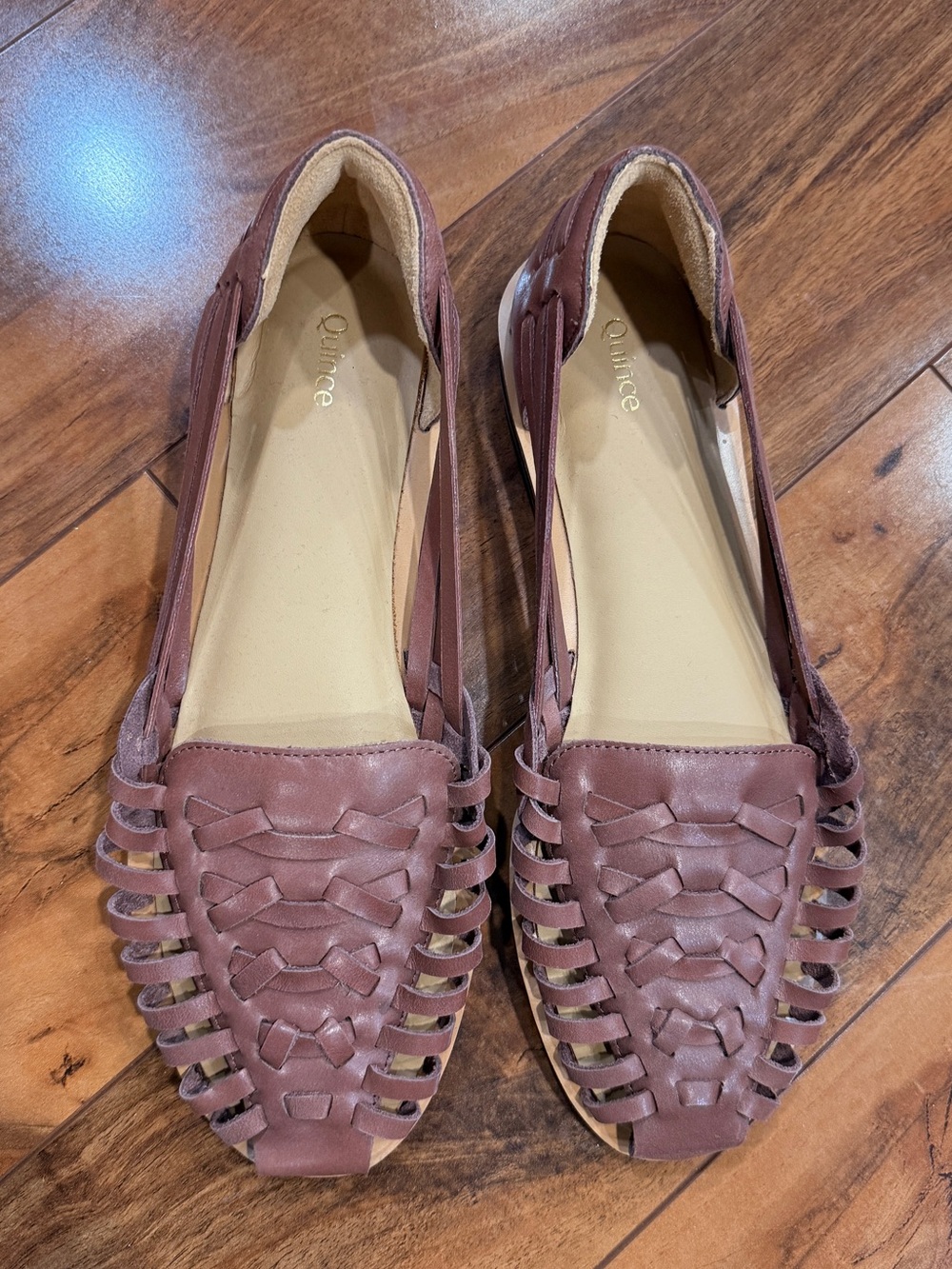 NWOT Quince Mauve-Brown Woven Moccasin Flats
